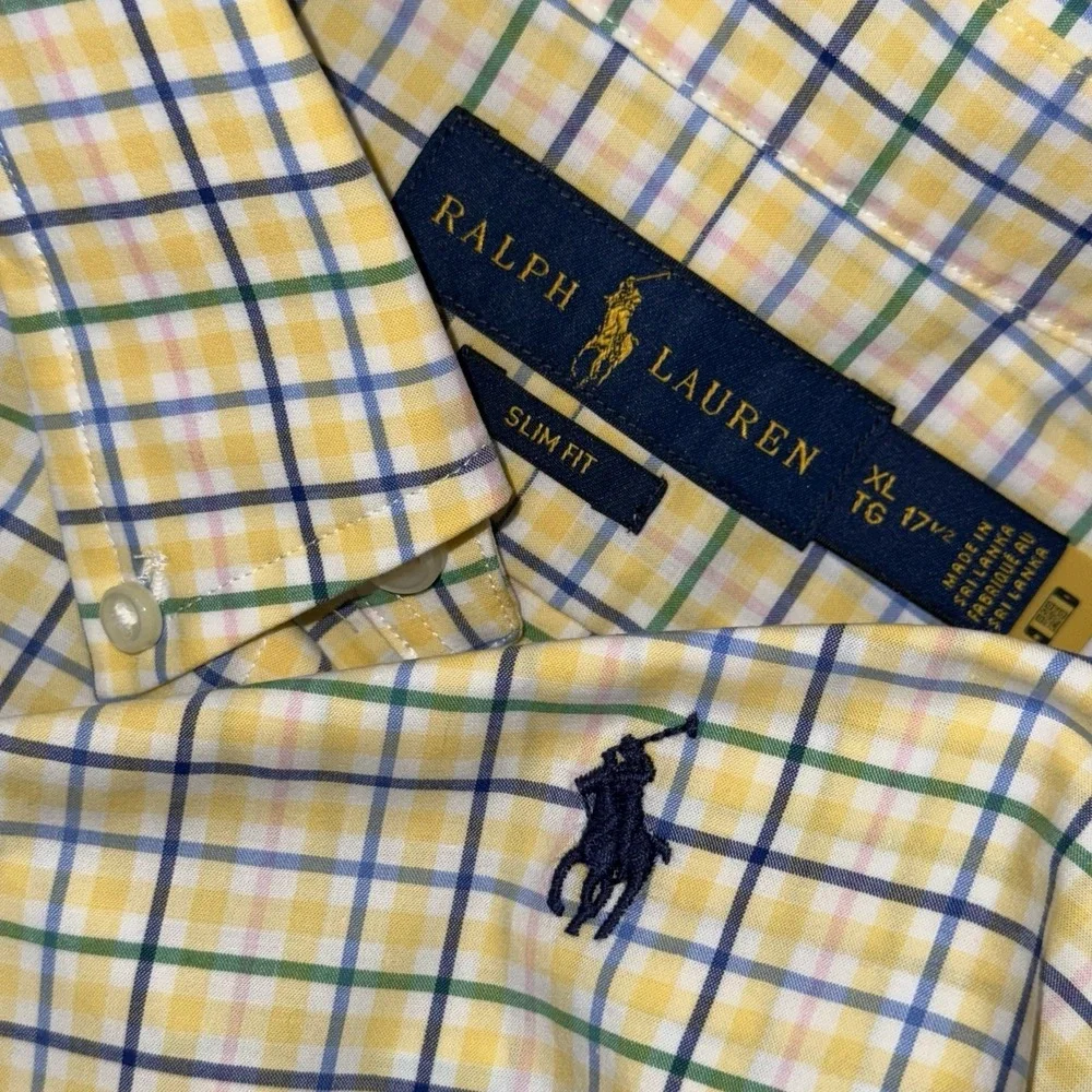 Polo Ralph Lauren Performance Long Sleeve Button Down Men's XL Slim Yellow Plaid